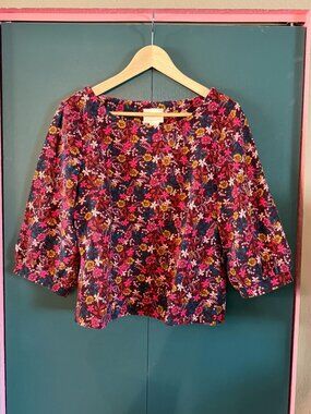 Maeve for Anthropologie - Floral Women's 3/4 balloon sleeve top - size L